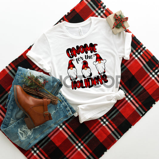 Gnome For The Holidays Red Plaid Sublimation print