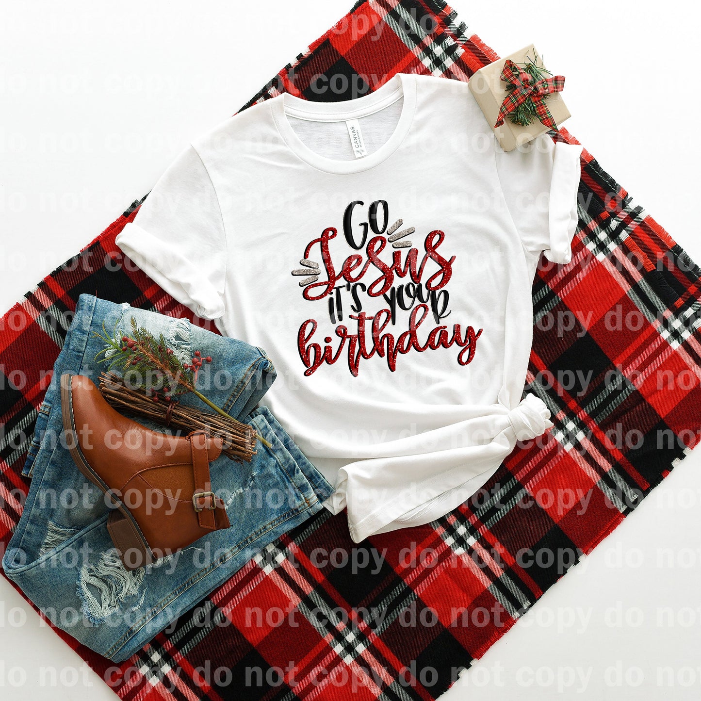 Go Jesus es tu cumpleaños Red Glitter Dream Print o impresión de sublimación