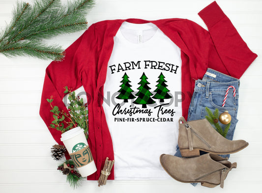 Green Farm Fresh Christmas Trees Sublimation Print