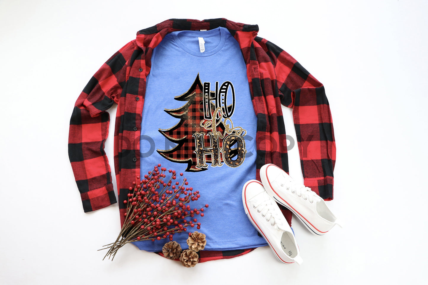 Ho Ho Ho Christmas Tree Red Plaid Dream Print o Impresión por sublimación