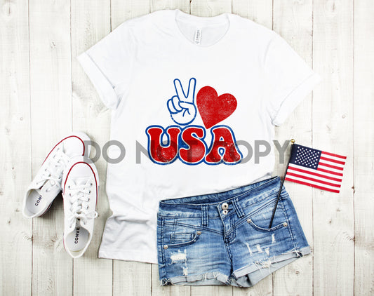 Peace Love USA Red Fill Sublimation print