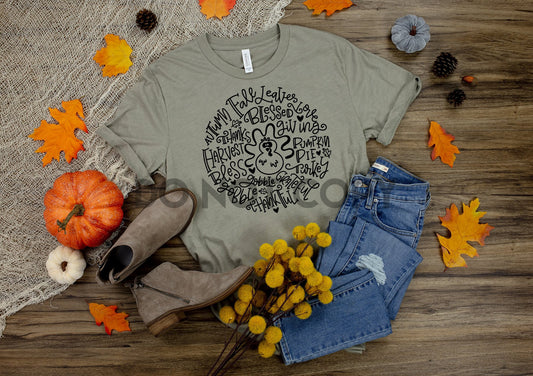 Thanksgiving Typography one color Screen Print plastisol transfer