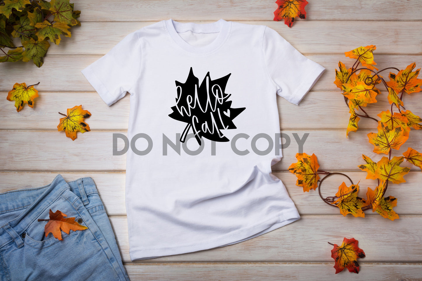 Hello Fall Leaf Sublimation print