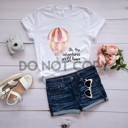 Oh The Adventures We'll Have Hot Air Balloon Girl Sublimation Print