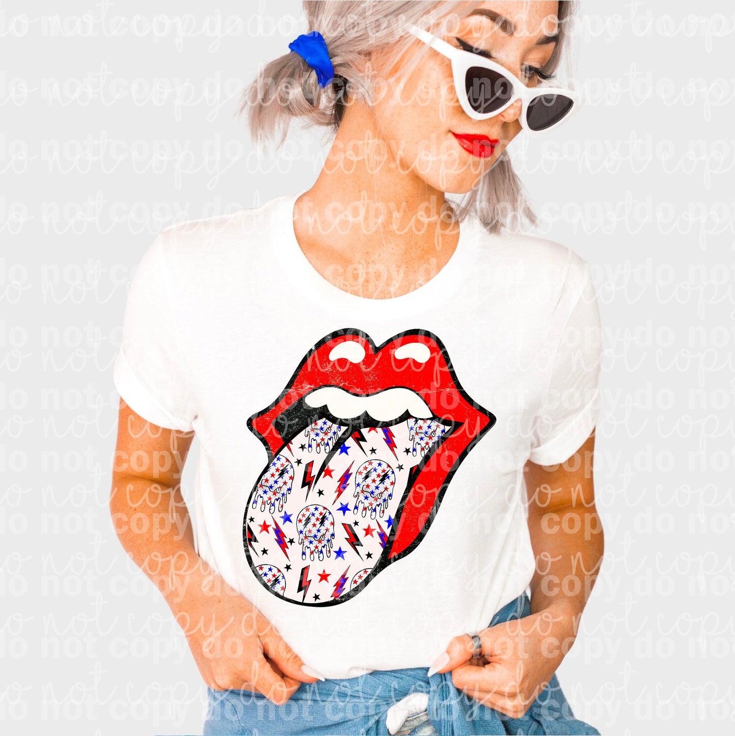 Tongue Out Kiss Red White Blue Dream Print or Sublimation Print