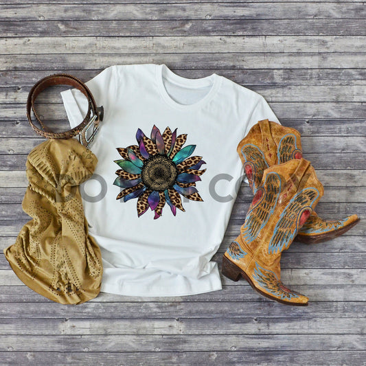 Leopard Sunflower Metallic Sublimation print