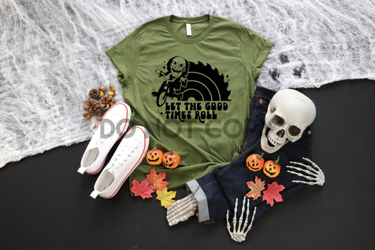 Let The Good Times Roll TINTA NEGRA transferencia de serigrafía de un color 