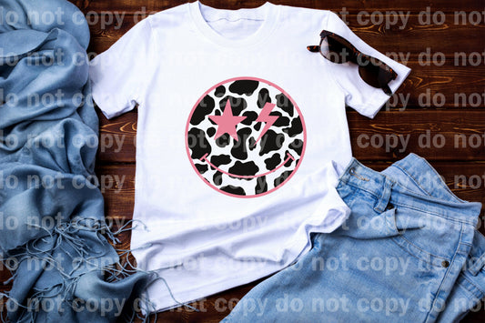 Light pink cow print Happy face Sublimation print