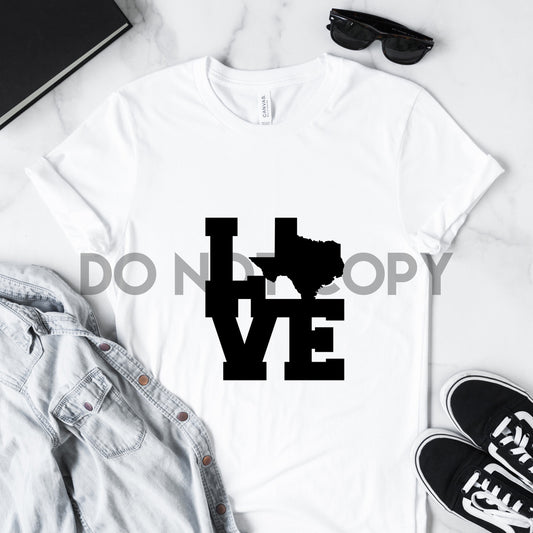 Love Texas Word Art Impresión por sublimación negra