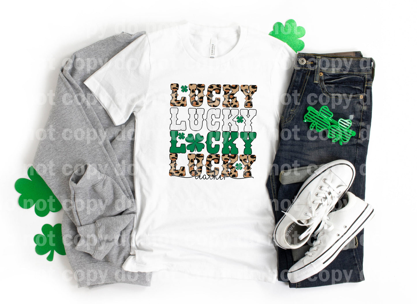 Lucky Teacher Word Stacked Sublimation print