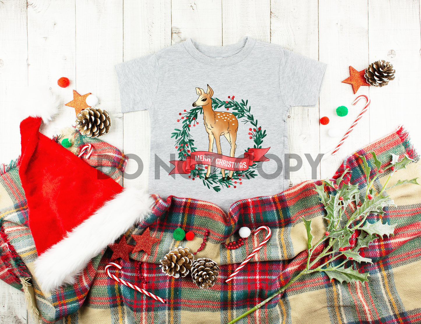 Merry Christmas Fawn and Wreath Dream Print or Sublimation Print