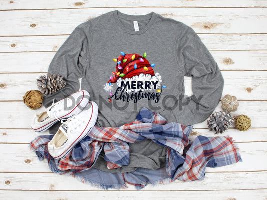 Merry Christmas Santa Hat Head Dream Print Transfer