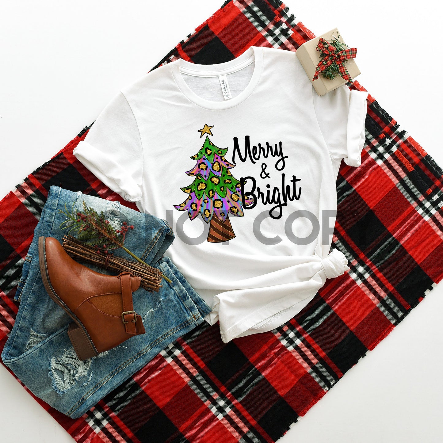 Merry and Bright Tree Sublimation print