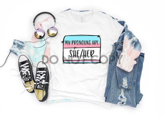 My Pronouns Are She/Her Trans Flag Sublimation Print