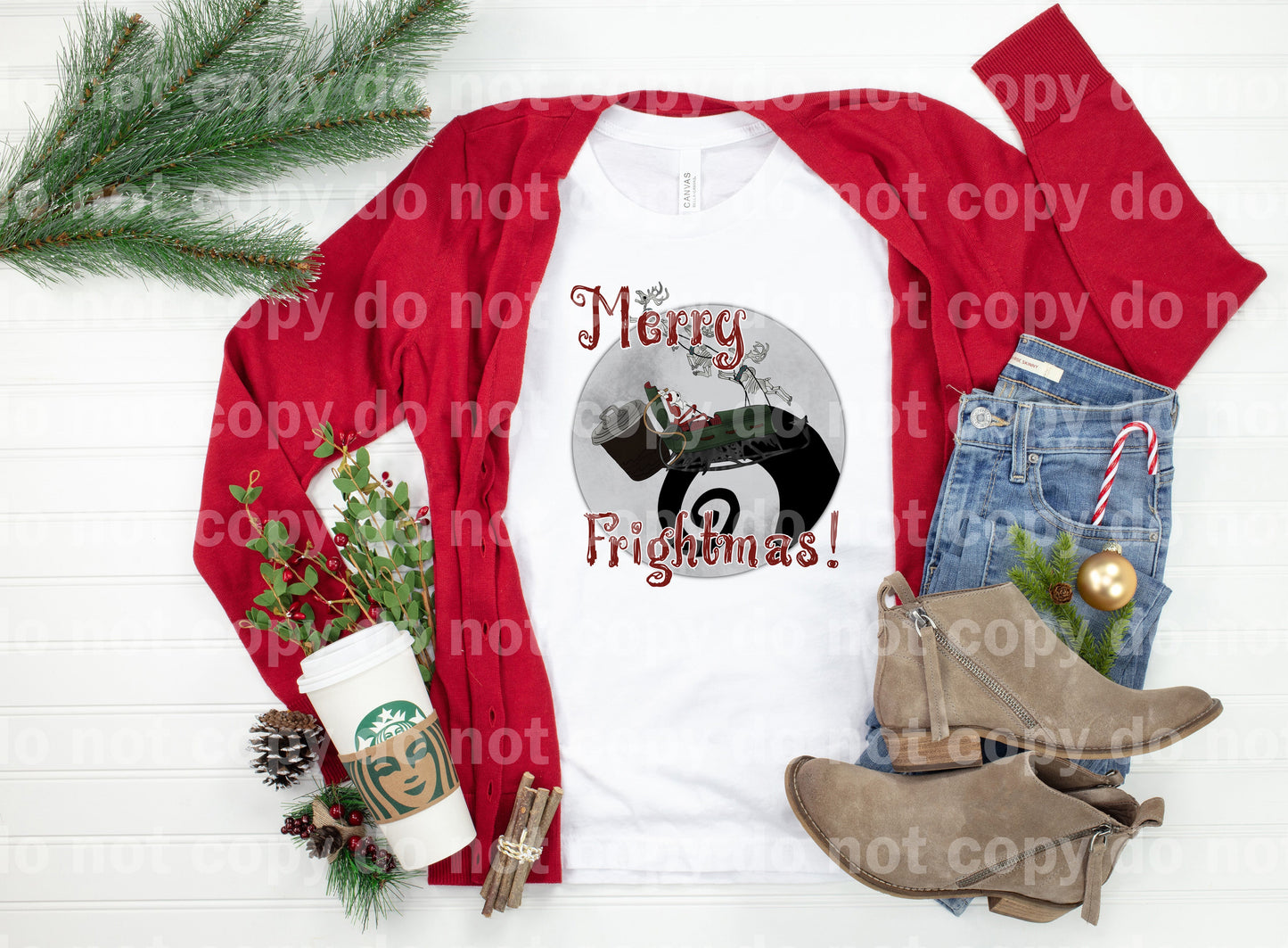 Merry Frightmas Santa Sleigh Reindeer Skellie Dream Print or Sublimation Print