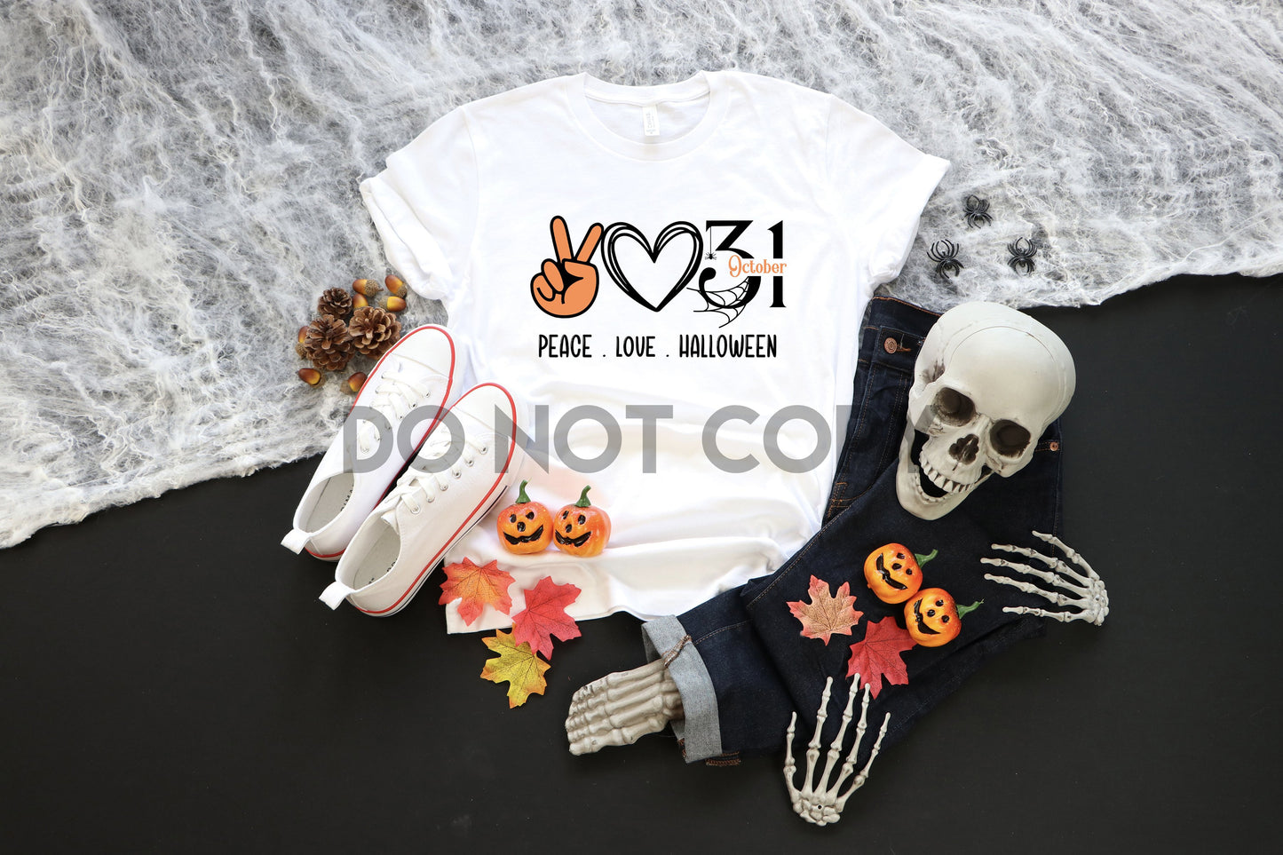 Peace Love Halloween October 31 Sublimation Print