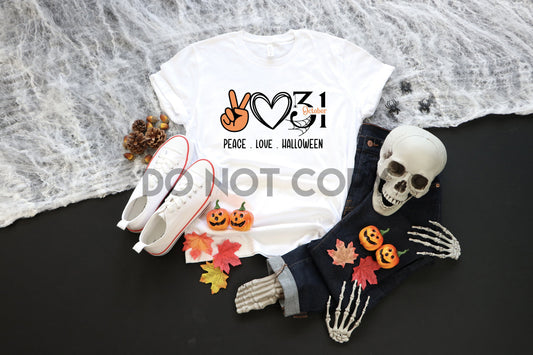 Peace Love Halloween October 31 Sublimation Print
