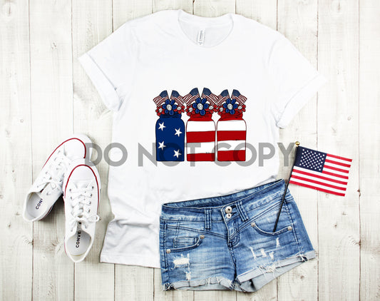 Patriotic Floral Jars With Flags Sublimation Print