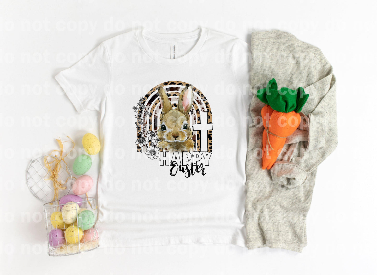 Pattern Rainbow Easter Bunny Cross Sublimation Print