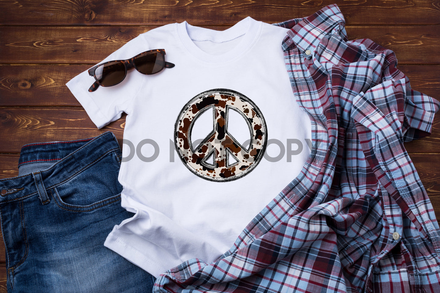 Cow Print Peace Sign Sublimation Print