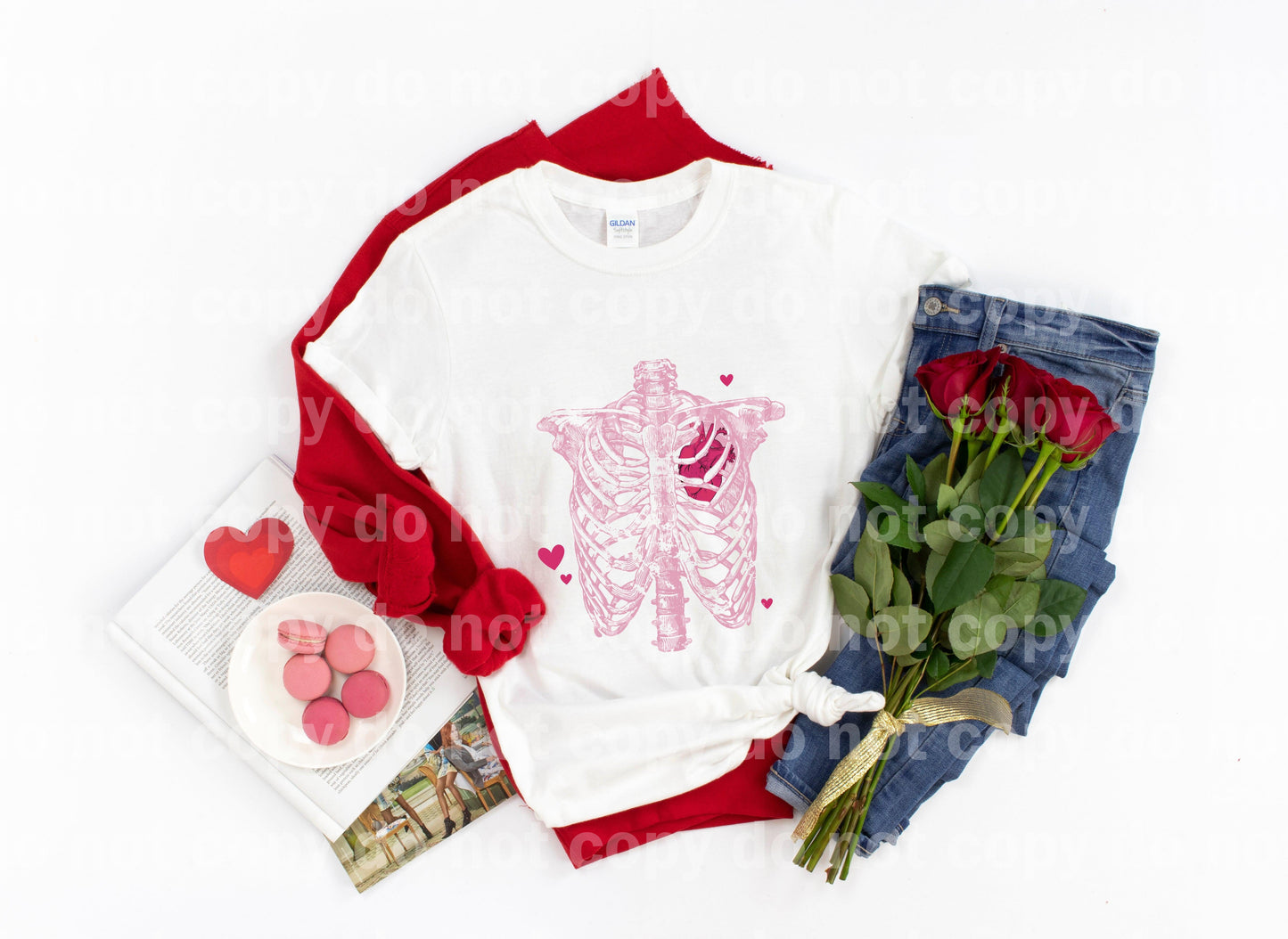 Pink Skeleton Heart Sublimation Print