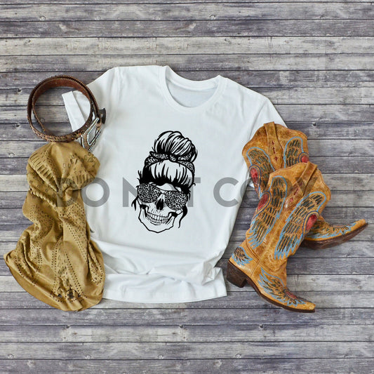 Plain Leopard Messy Bun Skull Sublimation Print