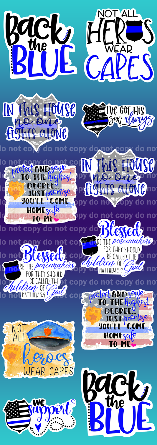 Police Support Sticker Set - 12 Glossy Stickers per sheet