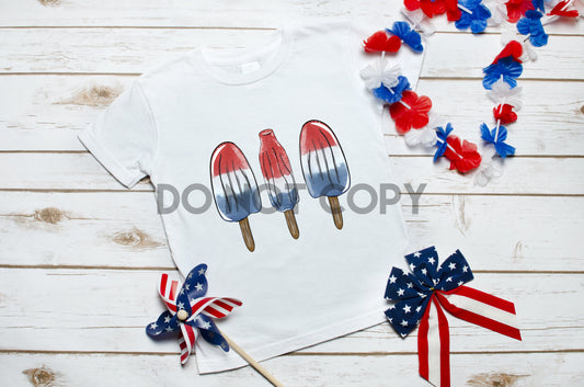 Patriotic Red White & Blue Popsicles Sublimation Print