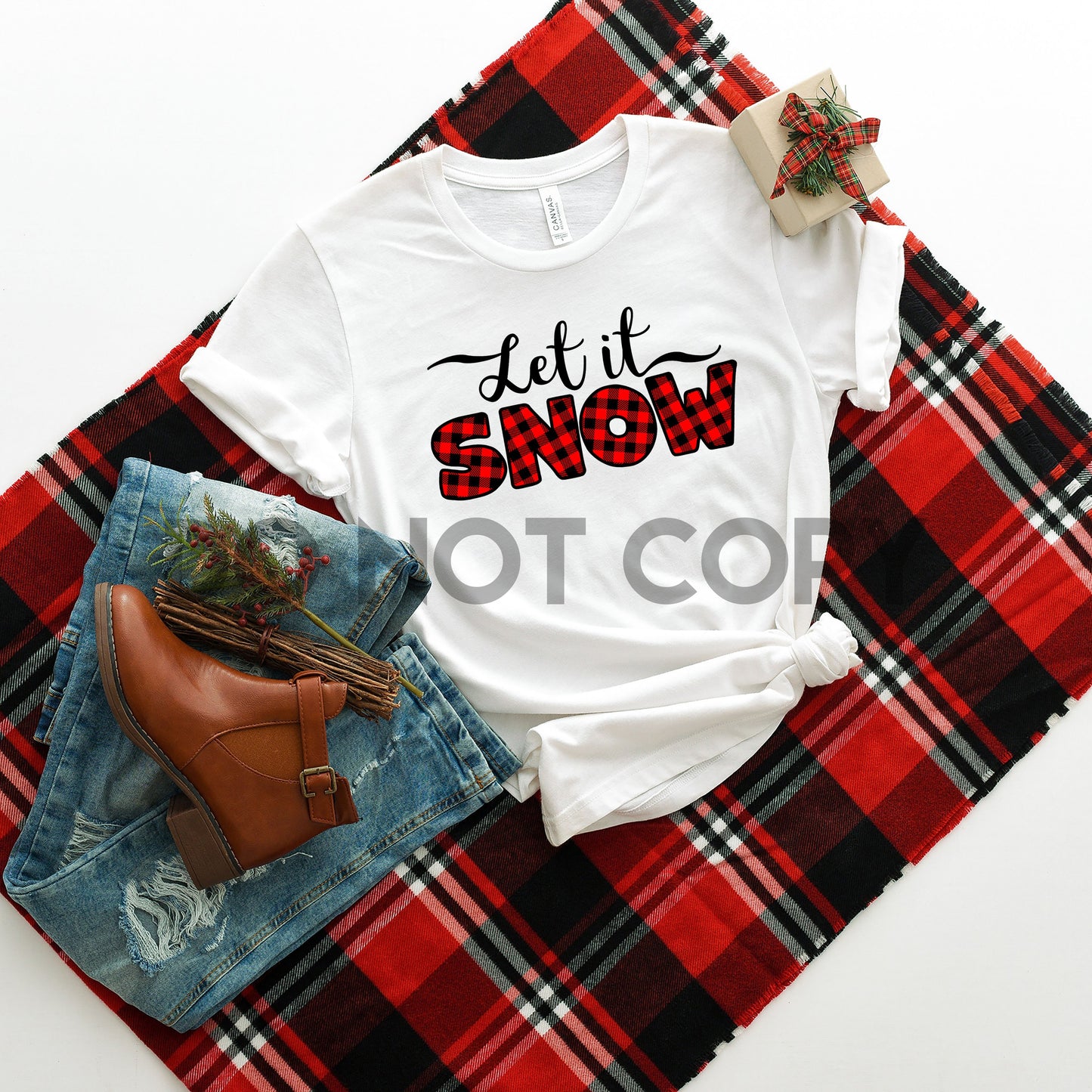 Impresión por sublimación Let It Snow Red Buffalo Plaid