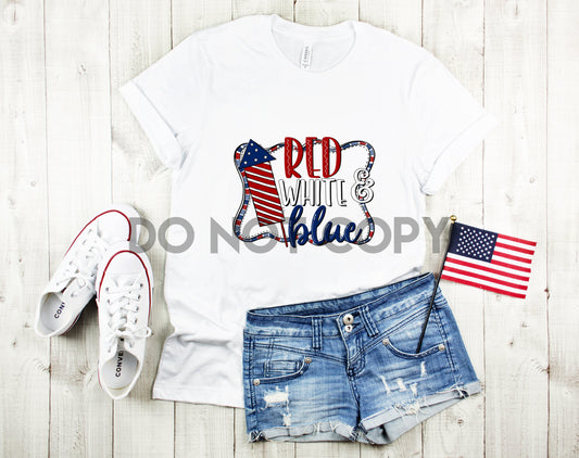 Red White and Blue Firework Sublimation Print