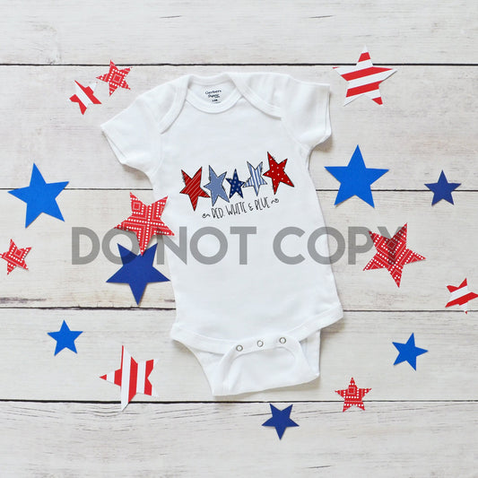 Red White and Blue Five Stars Sublimation print
