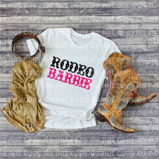 Rodeo Barbie Impresión de sublimación de tipografía negra y rosa