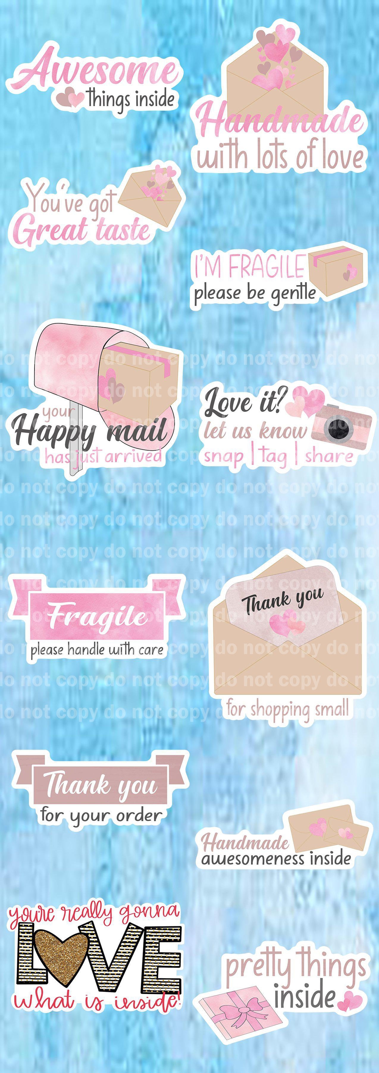 Thank you - Shopping - Caution Packaging Sticker Set2 - 12 Glossy Stickers per sheet