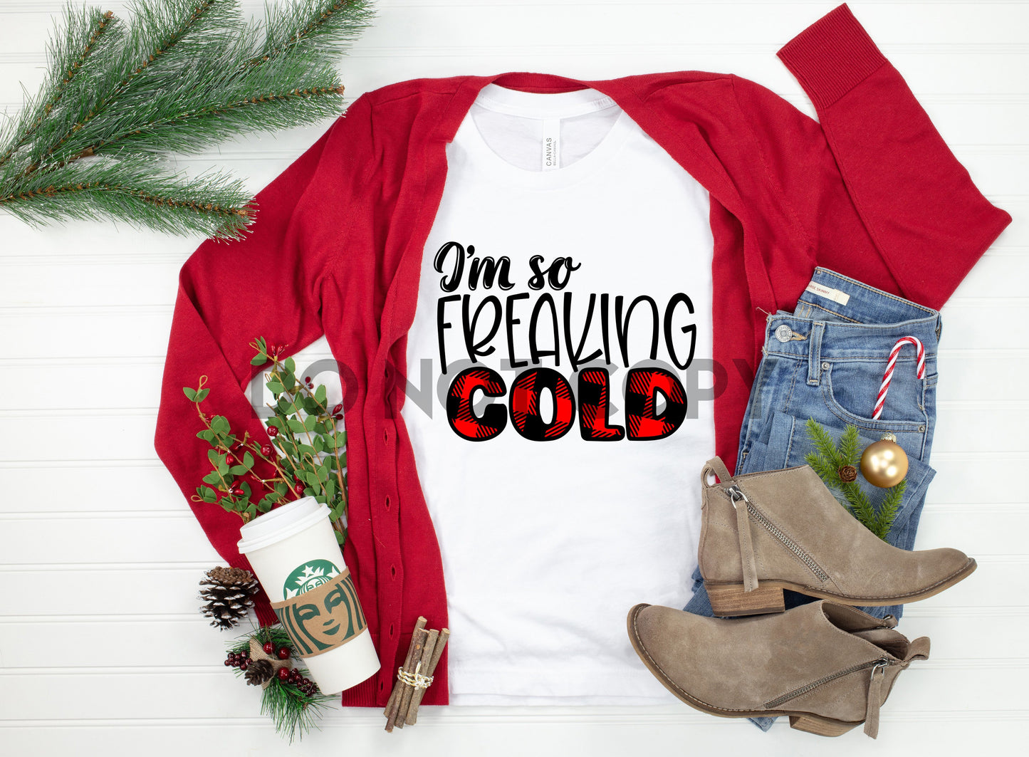 I'm So Freaking Cold Red Plaid Sublimation print