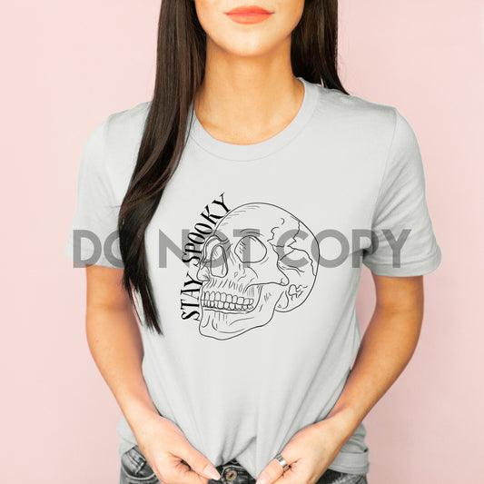 Stay Spooky Skull BLACK INK one color Screen print transfer