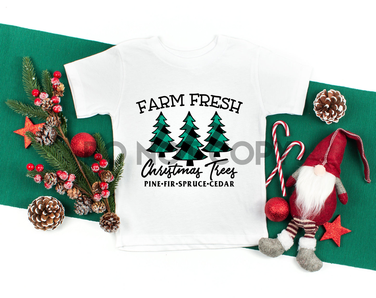 Teal Farm Fresh Christmas Trees Sublimation Print