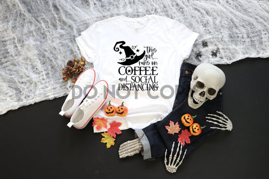 This Girl Runs on Coffee and Social Distancing Black Sublimation Print