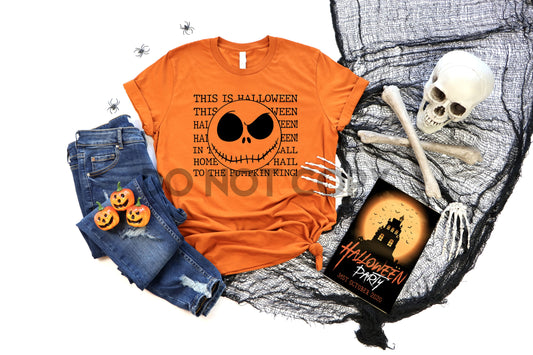 This is Halloween Jack BLACK INK one color Screen print transfer