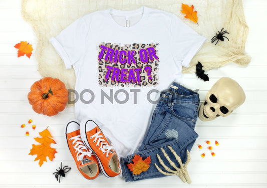 Trick or Treat Purple Leopard Background Sublimation Print