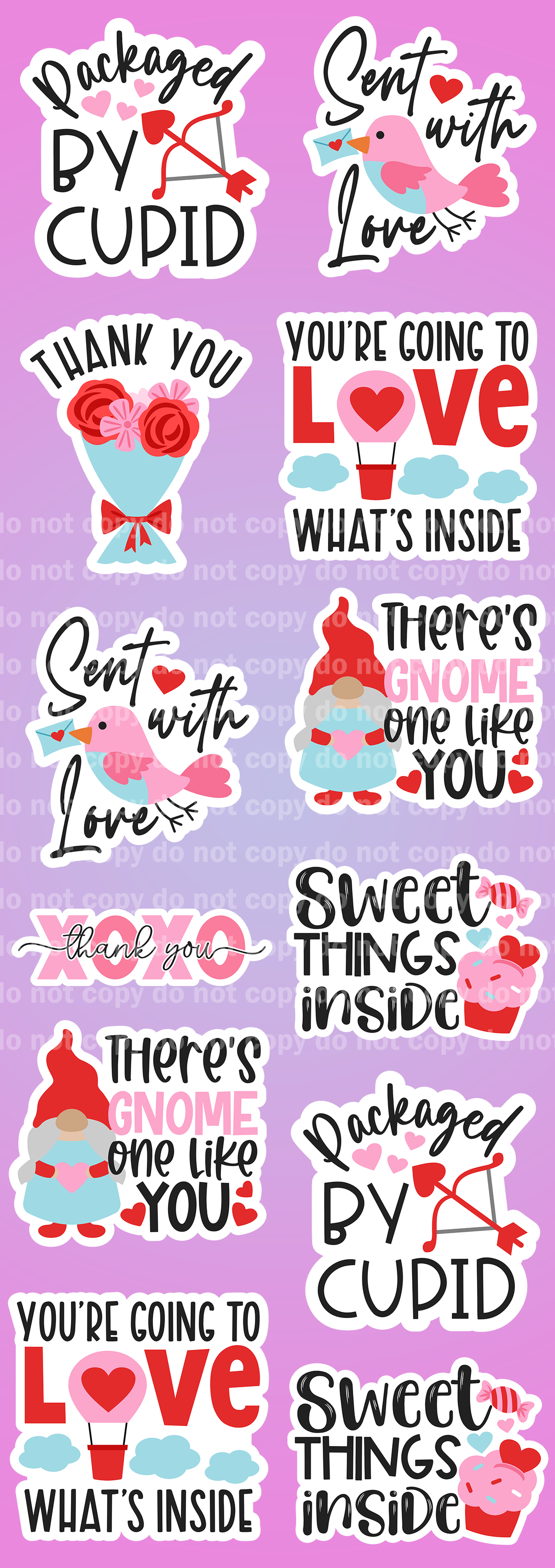 Valentine Small Business Set 2 - 12 Glossy Stickers per sheet