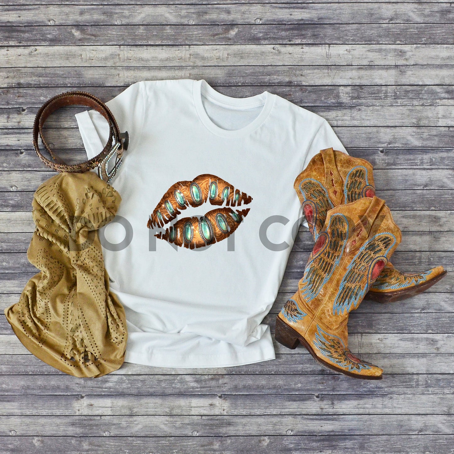 Western Gemstone Lips Sublimation print