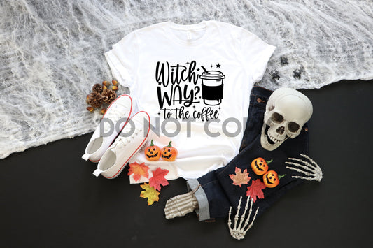 Witch Way to the Coffee Black Sublimation print