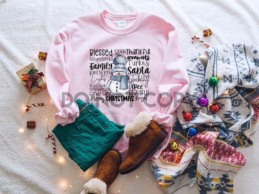 Word mash snowman Dream Print or Sublimation Print