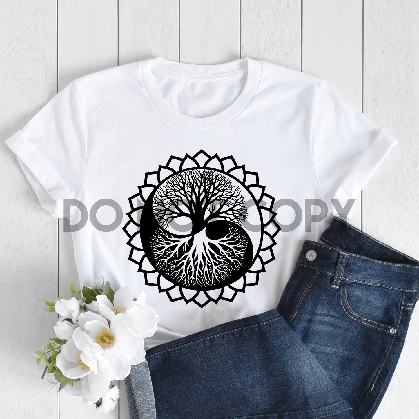 Yin Yang Tree Black Sublimation print