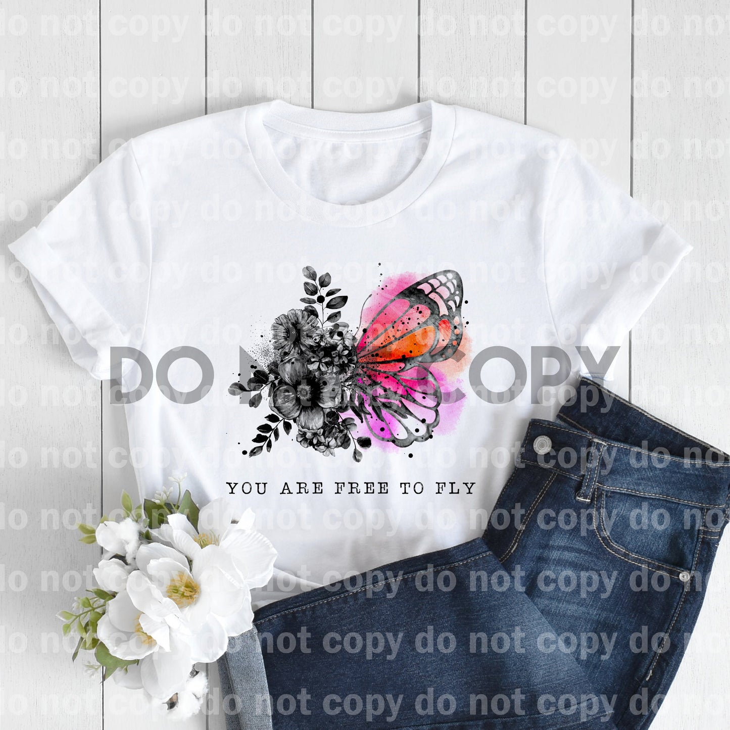 You are free to fly butterfly retro flower Dream Print or Sublimation Print