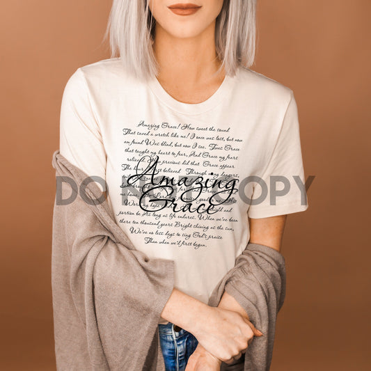 Lleno de Amazing Grace Lyric word art un color Serigrafía transferencia de plastisol 