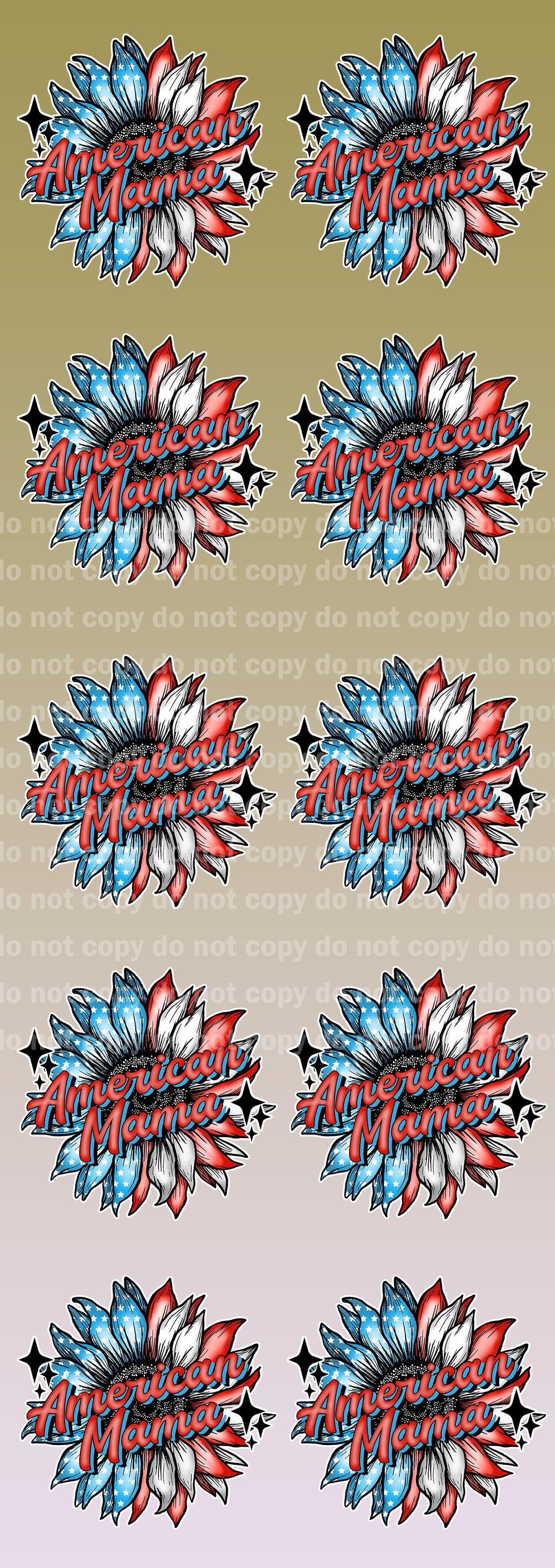 American Mama Sticker Set - 10 Glossy Stickers per sheet