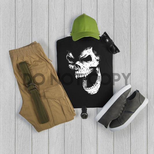 Transferencia de serigrafía unisex para hombre con colmillos de calavera enojada