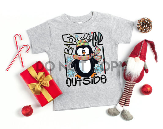 Baby it's cold outside Penguin youth coozie/pocket/mask/small infant HIGH HEAT Full color Screen Print transfer