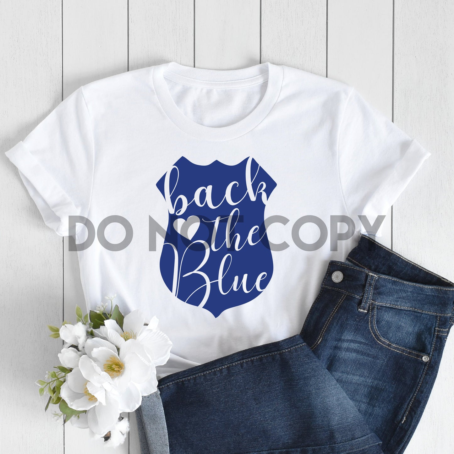 Back the Blue Badge Royal blue Ink one color Screen print transfer